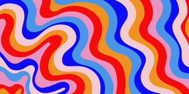 Cool Y2k Soyut Dalgalı Doku Vektörü Tasarım Sanatı. Şahane Psikedelik Gökkuşağı Şablonu. Trippy Pop Sanat İllüstrasyonu.