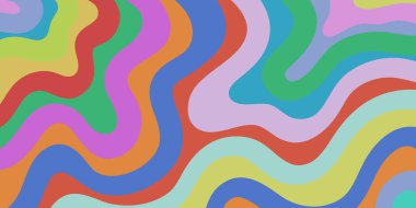 Cool Y2k Soyut Dalgalı Doku Vektörü Tasarım Sanatı. Şahane Psikedelik Gökkuşağı Şablonu. Trippy Pop Sanat İllüstrasyonu.