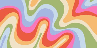 Cool Y2k Soyut Dalgalı Doku Vektörü Tasarım Sanatı. Şahane Psikedelik Gökkuşağı Şablonu. Trippy Pop Sanat İllüstrasyonu.