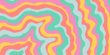 Cool Y2k Soyut Dalgalı Doku Vektörü Tasarım Sanatı. Şahane Psikedelik Gökkuşağı Şablonu. Trippy Pop Sanat İllüstrasyonu.