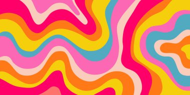 Cool Y2k Soyut Dalgalı Doku Vektörü Tasarım Sanatı. Şahane Psikedelik Gökkuşağı Şablonu. Trippy Pop Sanat İllüstrasyonu.