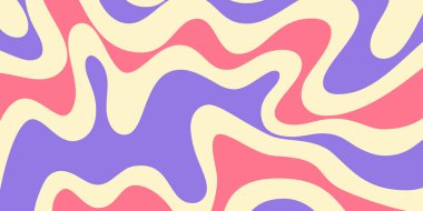 Soyut Trippy Hand Çizim Model Vektör Tasarımı. Eğlenceli Vintage Y2k Dalgalı Doku. Falchedelic Kıvrımlı Arkaplan.