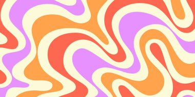 Soyut Trippy Hand Çizim Model Vektör Tasarımı. Eğlenceli Vintage Y2k Dalgalı Doku. Falchedelic Kıvrımlı Arkaplan.