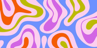 Soyut Trippy Hand Çizim Model Vektör Tasarımı. Eğlenceli Vintage Y2k Dalgalı Doku. Falchedelic Kıvrımlı Arkaplan.