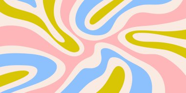 Soyut Trippy Hand Çizim Model Vektör Tasarımı. Eğlenceli Vintage Y2k Dalgalı Doku. Falchedelic Kıvrımlı Arkaplan.