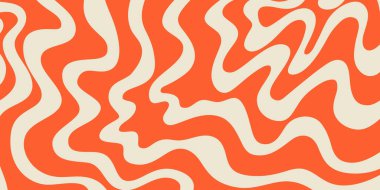 Soyut Trippy Hand Çizim Model Vektör Tasarımı. Eğlenceli Vintage Y2k Dalgalı Doku. Falchedelic Kıvrımlı Arkaplan.