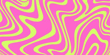 Soyut Trippy Lines Destern. Havalı Retro Doku. Psychedelic Wavy Illustration. Geometrik Funky Vintage Vektör Arkaplanı.