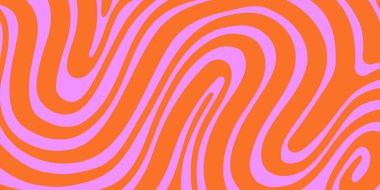 Soyut Trippy Lines Destern. Havalı Retro Doku. Psychedelic Wavy Illustration. Geometrik Funky Vintage Vektör Arkaplanı.