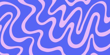 Soyut Trippy Lines Destern. Havalı Retro Doku. Psychedelic Wavy Illustration. Geometrik Funky Vintage Vektör Arkaplanı.