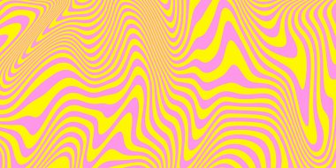Cool Groovy Retro Deseni. Soyut Psikedelik Dalga Çizgileri Y2k Arkaplanı. Pop Sanat Dokusunu.