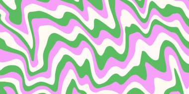 Cool Groovy Vector Geometrik Soyut Desen Dokuları. Dalgalı Çizgiler Arkaplanı.