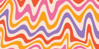 Cool Groovy Vector Geometrik Soyut Desen Dokuları. Dalgalı Çizgiler Arkaplanı.