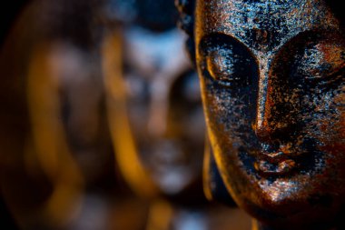 Hollanda 'da. Ekim 2022. Buda heykeli sakin bir duruş içinde. Shakyamuni Buddha üç dünya dininden biri olan ruhani bir öğretmendir. Yüksek kalite fotoğraf