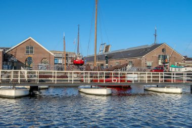 Den Helder, Hollanda. Ekim 2022. Den Helder 'in eski tersanesi, şimdi müze limanı Willemsoord. Yüksek kalite fotoğraf