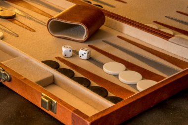 Den Helder, Hollanda. Kasım 2022. Geleneksel tavla tahtası oyunu. Yüksek kalite fotoğraf