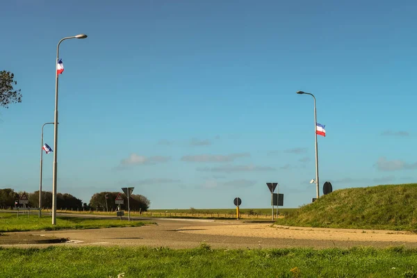 荷兰西部地区 2022年10月上下颠倒的荷兰国旗 抗议荷兰政府的二氧化碳政策 高质量的照片 — 图库照片