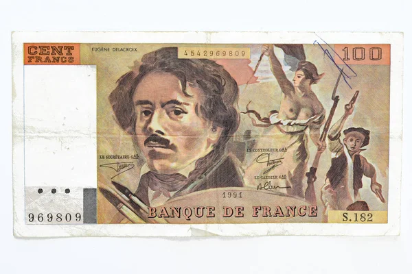 Den Helder Nederländerna Februari 2023 Gammal Sedel 100 Franska Franc — Stockfoto