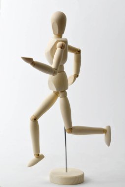 Den Helder, Netherlands. January 2023. Wooden dummy in different poses. High quality photo