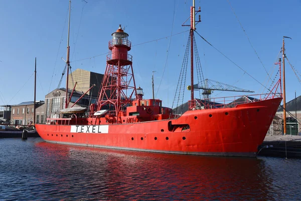 stock image Den Helder, Netherlands. April 2023. Lightship Texel in the old port of Den Helder. High quality photo