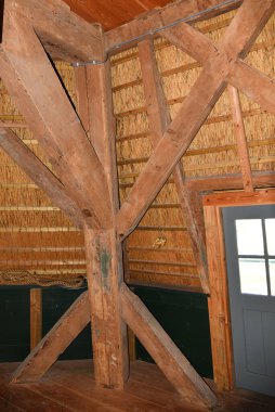 Breezand, Hollanda. Nisan 2023. Bir değirmenin içi. Yüksek kalite fotoğraf