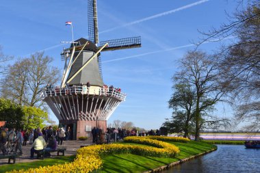 Lisse, Hollanda 'dan. Nisan 2023. Hollanda 'da büyük bir bahar bahçesi olan Keukenhof' u ziyaret edenler. Yüksek kalite fotoğraf