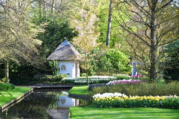 Lisse, Hollanda 'dan. Nisan 2023. Hollanda 'da büyük bir bahar bahçesi olan Keukenhof' u ziyaret edenler. Yüksek kalite fotoğraf