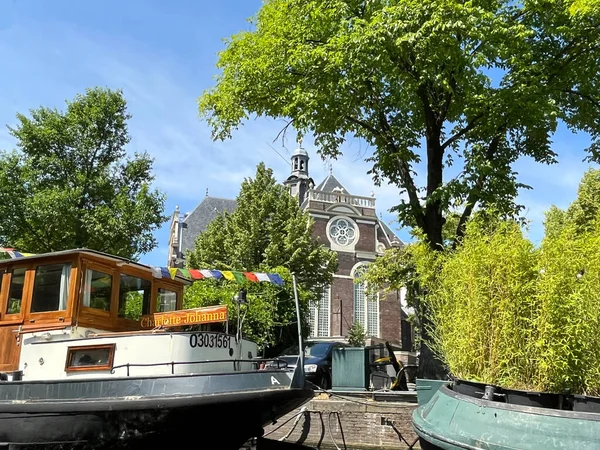 Amsterdam Hollanda Haziran 2023 Yüzen Arasında Prinsegracht Tan Görülen Kuzey — Stok fotoğraf