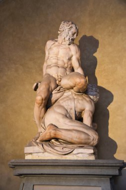 Floransa, İtalya. 17 Eylül 2023. Floransa 'daki Uffizi' deki ünlü heykeller. Yüksek kalite fotoğraf