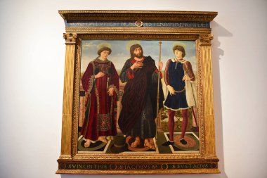 Floransa, İtalya. 16 Eylül 2023. Floransa 'daki Uffizi Müzesi' nin ünlü tabloları. Yüksek kalite fotoğraf