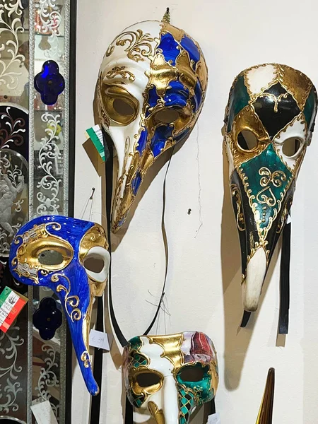 Florence Italy September 2023 Venetian Masks Souvenir Italy Displayed Shop — Stock Photo, Image