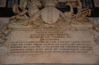 Amsterdam, Hollanda. 20 Ocak 2024. Amsterdam 'daki Luther Müzesi' ndeki yazıtlar. Yüksek kalite fotoğraf