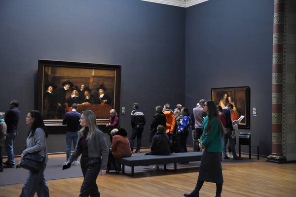 Amsterdam, Netherlands. January 20, 2024. One of the many halls of artifacts at the Rijksmuseum in Amsterdam. High quality photo