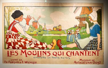 Zaandam, Hollanda. 2 Temmuz 2024 'te. Hollandalı ikonları, peyniri, laleleri ve yel değirmenlerini tanıtan yaşlı osterler. Yüksek kalite fotoğraf