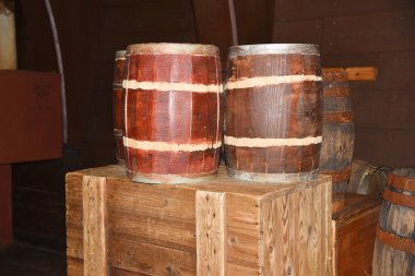 Amsterdam, Hollanda 'da. 1 Temmuz 2024. Eski bir Voc gemisinin kargo bölümü. Yüksek kalite fotoğraf