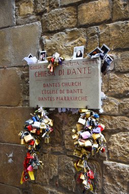 Florence, Italy. September 15, 2024. A plaque for Dantes church in Florence, Italy. . High quality photo clipart