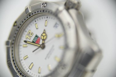 Close up of a swiss made watch of Tag Heuer. High quality photo clipart