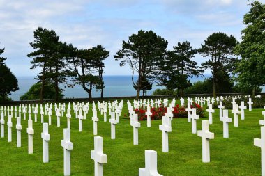 Colleville, Fransa. 6 Haziran 2014. Normandiya, Fransa 'da bir Amerikan savaş mezarlığı. Yüksek kalite fotoğraf
