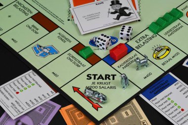Den Helder, Hollanda. 20 Ocak 2025. Monopoly 'e yakın, popüler bir masa oyunu. Hollanda versiyonu. Yüksek kalite fotoğraf