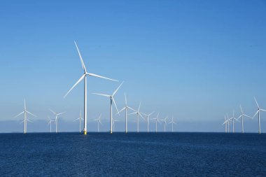 Breezanddijk, Hollanda. 3 Mart 2025. Hollanda, Ijsselmeer 'de bir rüzgar çiftliği. Yüksek kalite fotoğraf