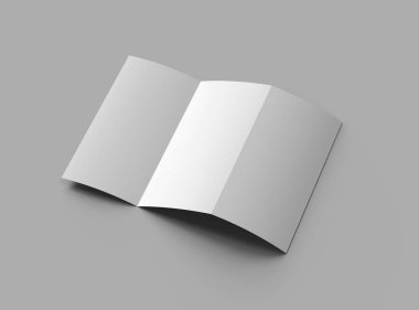 Tasarımınızı sunmak için boş A4 Üçlü Kitapçık şablonu. 3d oluşturma