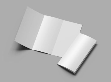 Tasarımınızı sunmak için boş A4 Üçlü Kitapçık şablonu. 3d oluşturma