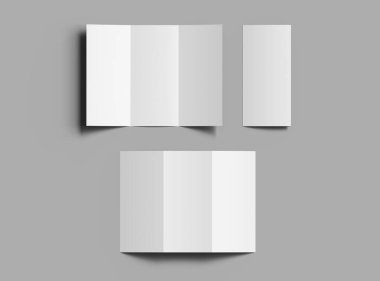 Tasarımınızı sunmak için boş A4 Üçlü Kitapçık şablonu. 3d oluşturma