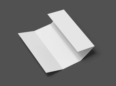 Boş dört rulo A4 boyutunda broşür 3d tasarımı sunar.