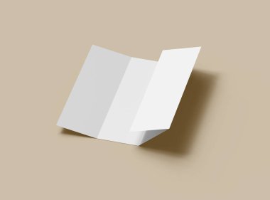 Boş dört rulo katlı harf boyutu broşürü 3d tasarımı sunar