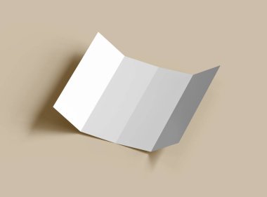 Boş dört rulo katlı harf boyutu broşürü 3d tasarımı sunar