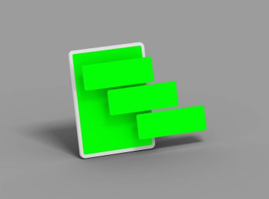 Açılır ekranlı beyaz markasız bir tabletin kişiselleştirilebilir maketi