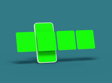 Ayrı açılır pencereleri olan markasız beyaz akıllı telefon şablonu. Evet.