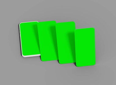 Yüzen ayrı ekranları olan markasız beyaz akıllı telefon. 