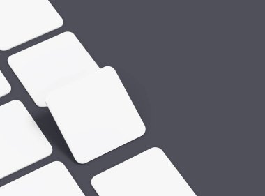 Tasarım sunumu için boş kare kartlar. 3d oluşturma.