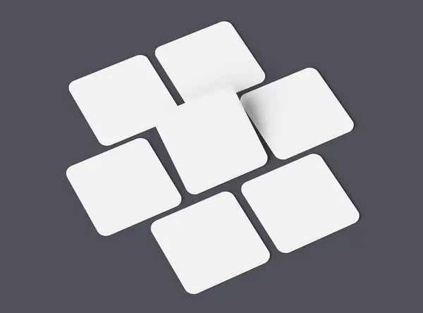 Blank square cards for design presentation. 3d rendering.